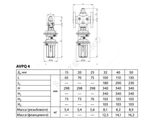 Регулятор перепада давления бронза AVPQ-4 Ду 25 Ру25 G1 1/4