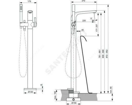 Смеситель для ванны с душем напольный одноручный MELANGE Ideal Standard A6120AA