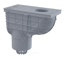 Трап РР ливневой канализации с ловушкой для листвы Дн 125 серый вертикальный выпуск Alca Plast AGV2S
