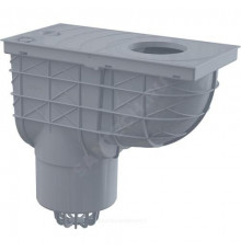 Трап РР ливневой канализации с ловушкой для листвы Дн 125 серый вертикальный выпуск Alca Plast AGV2S