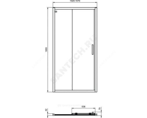 Дверь душевая CONNECT 2 Sliding door 1050х1950 мм Ideal Standard K9274V3