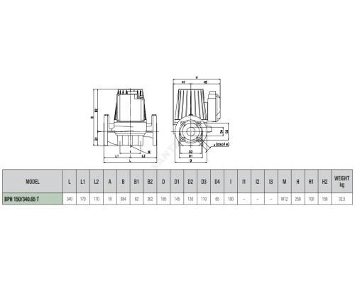 Насос циркуляционный с мокрым ротором BPH 150/340.65T PN10 3х230-400В/50Гц DAB 505948622