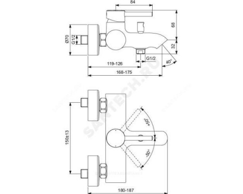 Смеситель для ванны с душем одноручный CERALINE Ideal Standard BC199U4