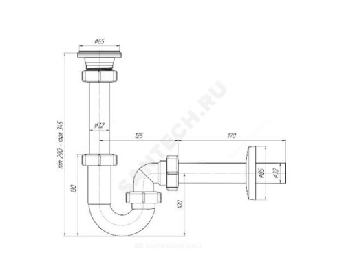 Сифон для умывальника трубный 1 1/4