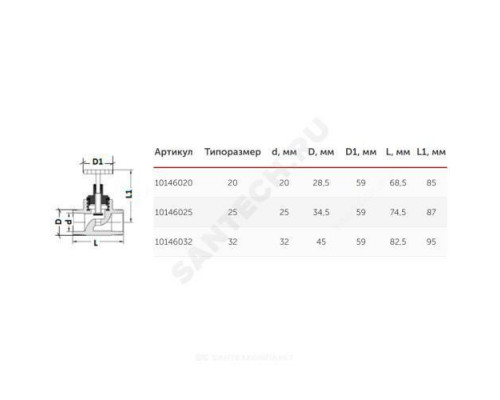 Клапан (вентиль) PP-R запорный серый внутренняя пайка Дн 20х90гр VALFEX 10146020Г