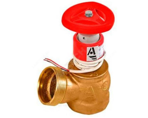 Клапан пожарный латунь угловой 125 гр КПЛ 50-1 Ду 50 1,6 МПа муфта-цапка с датчиком положения ДППК 20.5 Апогей 110002
