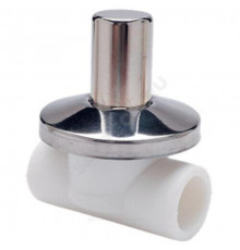Клапан (вентиль) PP-R запорный белый хромированный внутренняя пайка Дн 20х90гр Ру25 RTP (РосТурПласт) 10539