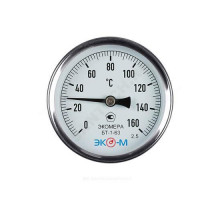 Термометр биметаллический осевой Дк63 L=40мм 160С БТ-1-63 ЭКОМЕРА БТ-1-63-160С-L40