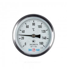 Термометр биметаллический осевой Дк63 L=60мм 160С БТ-1-63 ЭКОМЕРА БТ-1-63-160С-L60