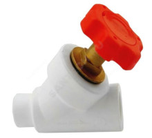 Клапан (вентиль) PP-R запорный белый внутр/наруж пайка Дн 20х45гр Ру25 RTP (РосТурПласт) 14187