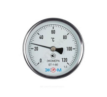 Термометр биметаллический осевой Дк80 L=100мм 120С БТ-1-80 ЭКОМЕРА БТ-1-80-120С-L100