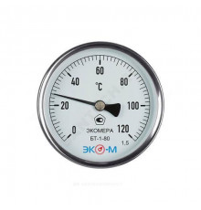 Термометр биметаллический осевой Дк80 L=40мм 120С БТ-1-80 ЭКОМЕРА БТ-1-80-120С-L40