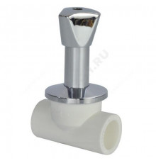 Клапан (вентиль) PP-R запорный белый хромированный внутренняя пайка Дн 32х90гр Ру25 LUX RTP (РосТурПласт) 14190
