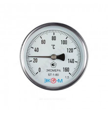 Термометр биметаллический осевой Дк80 L=60мм 160С БТ-1-80 ЭКОМЕРА БТ-1-80-160С-L60