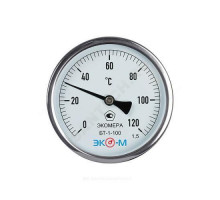 Термометр биметаллический осевой Дк100 L=80мм 120С БТ-1-100 ЭКОМЕРА БТ-1-100-120С-L80