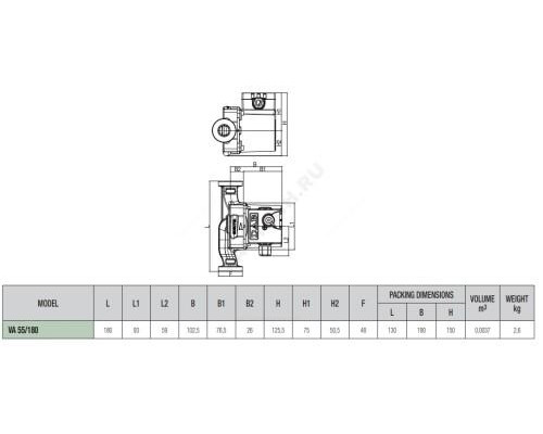 Насос циркуляционный с мокрым ротором VA 55/180 PN10 1х230В/50Гц DAB 60182171H