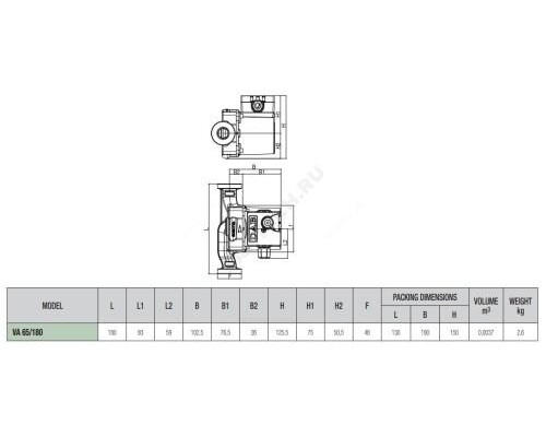 Насос циркуляционный с мокрым ротором VA 65/180 PN10 1х230В/50Гц DAB 60181676H