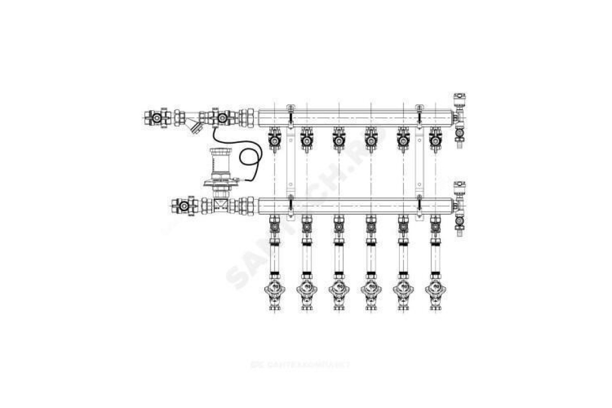 Узел коллекторный этажный латунь Ду 32 для учёта расхода ТЭ GE553-B3(D2)  3/4