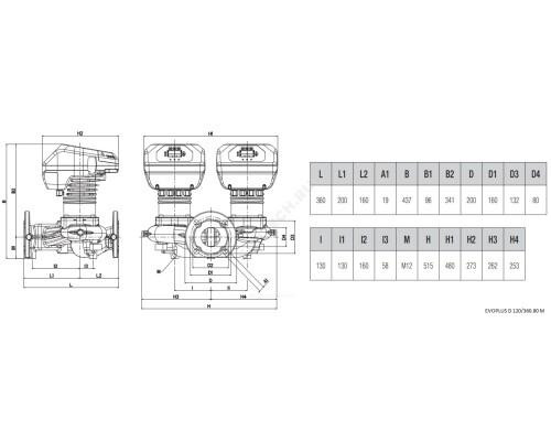 Насос циркуляционный с мокрым ротором EVOPLUS D 120/360.80 M PN16 1х220-240В/50 Гц DAB 60151025