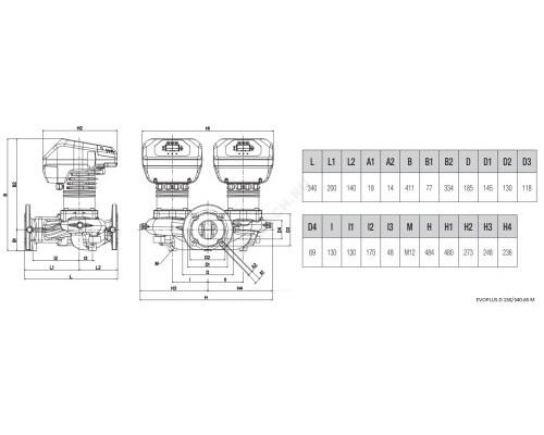 Насос циркуляционный с мокрым ротором EVOPLUS D 150/340.65 M PN16 1х220-240В/50 Гц DAB 60151020