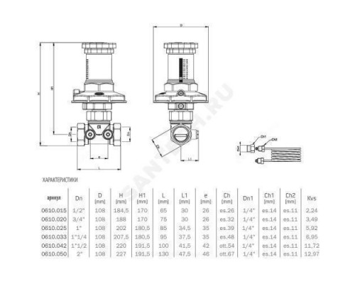 Клапан балансировочный автомат латунь Ду 40 Ру16 Тмакс=110 оС ВР Kvs=11.72м3/ч без ниппелей OR 0610.042