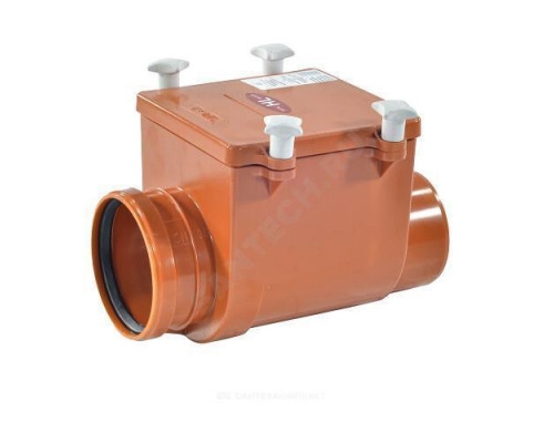Клапан обратный канализационный коричневый Дн 110 б/нап с заслонкой из нерж стали, монтажным лючком HL 710