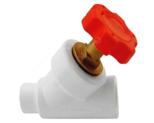 Клапан (вентиль) PP-R запорный белый внутр/наруж пайка Дн 20х45гр VALFEX 10173020