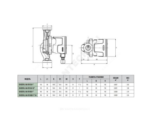 Насос циркуляционный с мокрым ротором EVOSTA 2 40-70/180 PN10 DAB 60185492