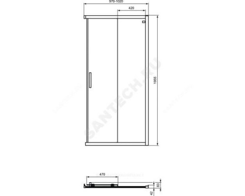Дверь душевая CONNECT 2 Corner Square/Rectangular 1000 мм Ideal Standard K9262V3