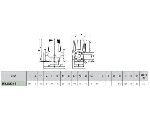 Насос циркуляционный с мокрым ротором BMH 30/340.65T PN10 3х230-400В/50Гц DAB 505940622
