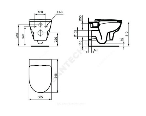 Унитаз подвесной горизонт/выпуск микролифт ESEDRA Rimless Ideal Standard T365701