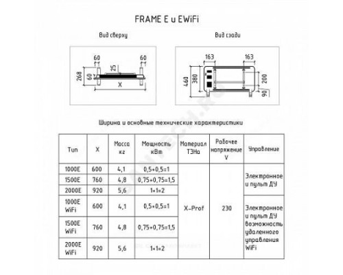 Конвектор электрический Frame E 1500E в/к ножки 1.5кВт с электронным термостатом THERMEX ЭдЭБ01370