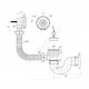 Слив-перелив для ванны трубный с пробкой на цепочке 1 1/2''x40 выпуск с нержавеющей решёткой D=70мм АНИ Пласт E150