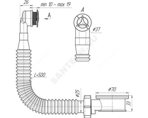 Кольцо адаптерное для умывальника с гибким переливом длина резьбы 27мм АНИ Пласт N420SR2