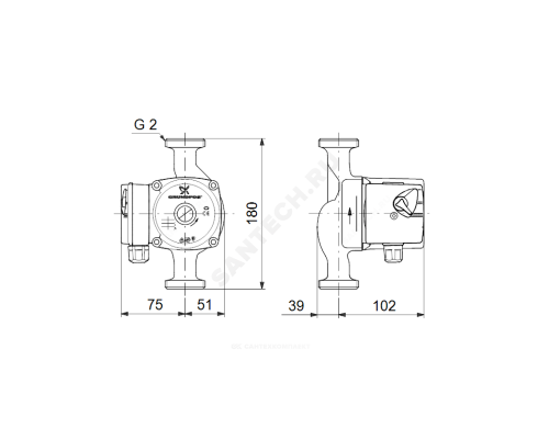 Насос циркуляционный с мокрым ротором UPS 32-40 PN10 1х230В/50 Гц Grundfos 96281389