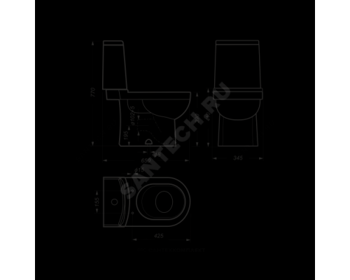Унитаз-компакт нижний подвод горизонт/верт выпуск 2/реж микролифт Next Luxe DM Sanita Luxe NXTSLCC01040622