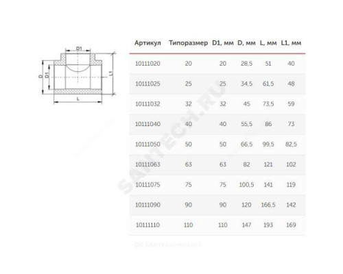 Тройник PP-R серый внутренняя пайка Дн 25 VALFEX 10111025Г
