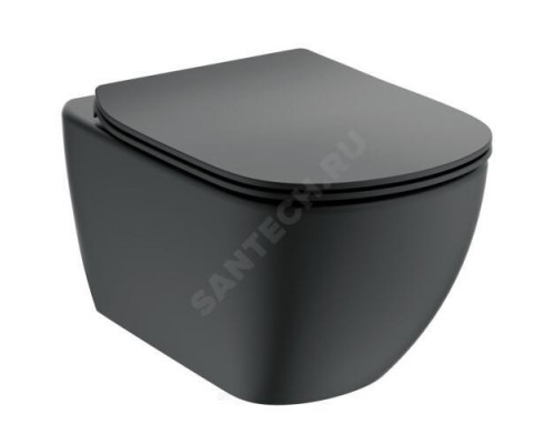 Комплект 3 в 1 унитаз подвесной + инсталляция без кнопки смыва + сиденье TESI SILK BLACK Ideal Standard T3868V3