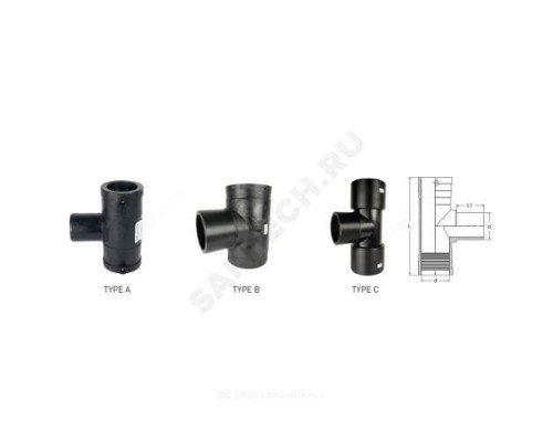 Тройник электросварной ПЭ100 Дн 160 Ру16 SDR11 Type C TEGA 1816090
