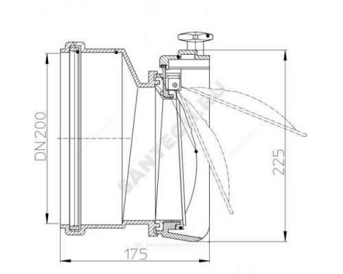Клапан обратный канализационный коричневый Дн 200 б/нап с заслонкой из нерж стали, монтажным лючком HL 720.0