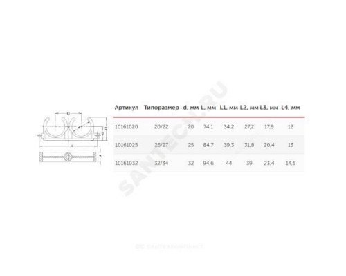 Опора PP-R двойная серая Дн 20 VALFEX 10161020Г