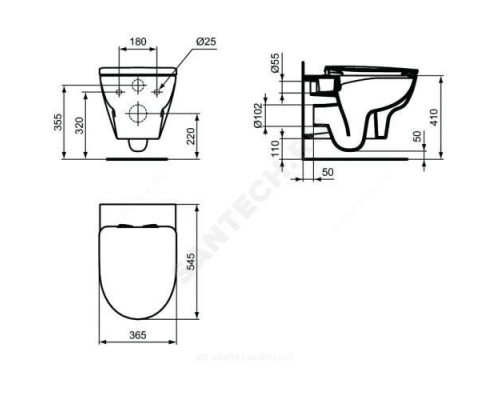 Унитаз подвесной горизонт/выпуск микролифт ESEDRA Rimless Ideal Standard T365701