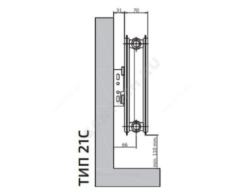 Радиатор стальной панельный Compact C тип 21 500х1000 Qну=1735 Вт бок/п RAL 9016 (белый) Heaton Plus